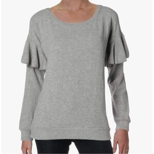 Chaser Gray Ruffle Sleeve Cozy Sweatshirt NWT‎ Oversized Size M